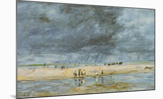 Figures On Beach-Eugène Boudin-Mounted Art Print