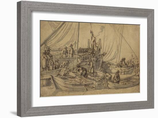 Figures on Board Small Merchant Vessels, c.1650-5-Willem van de, the Elder Velde-Framed Giclee Print