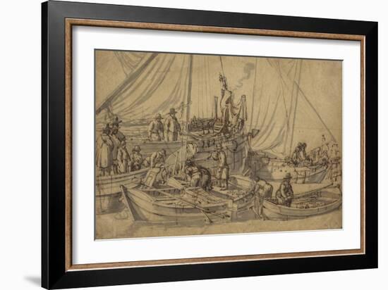 Figures on Board Small Merchant Vessels, c.1650-5-Willem van de, the Elder Velde-Framed Giclee Print