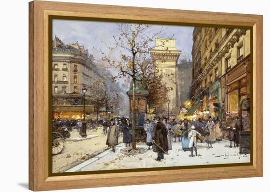 Figures on Le Boulevard St. Denis at Twilight-Eugene Galien-Laloue-Framed Premier Image Canvas