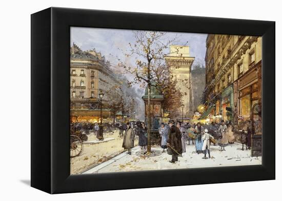 Figures on Le Boulevard St. Denis at Twilight-Eugene Galien-Laloue-Framed Premier Image Canvas