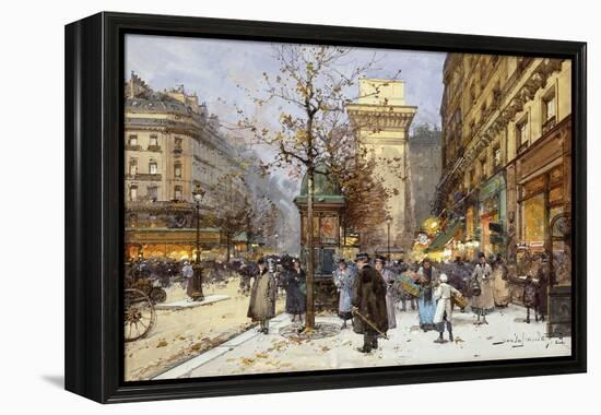 Figures on Le Boulevard St. Denis at Twilight-Eugene Galien-Laloue-Framed Premier Image Canvas