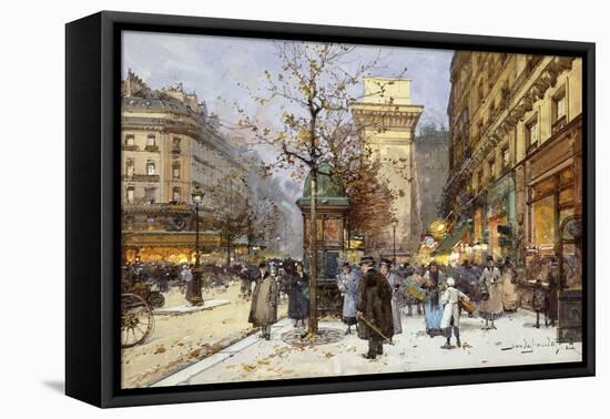 Figures on Le Boulevard St. Denis at Twilight-Eugene Galien-Laloue-Framed Premier Image Canvas