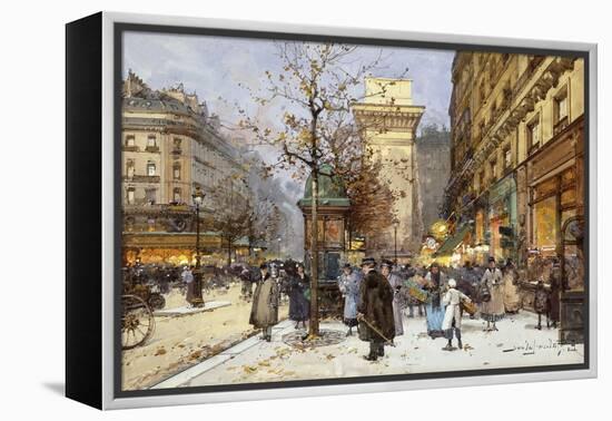 Figures on Le Boulevard St. Denis at Twilight-Eugene Galien-Laloue-Framed Premier Image Canvas