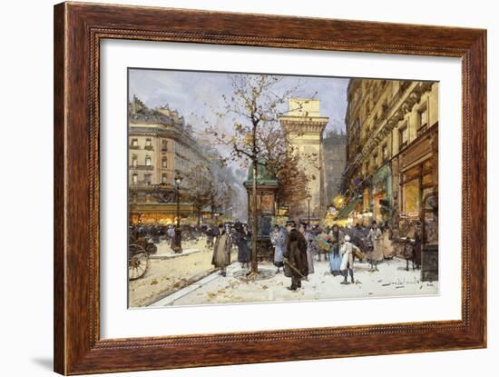 Figures on Le Boulevard St. Denis at Twilight-Eugene Galien-Laloue-Framed Giclee Print