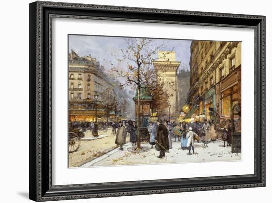 Figures on Le Boulevard St. Denis at Twilight-Eugene Galien-Laloue-Framed Giclee Print