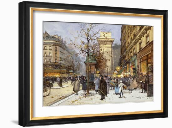 Figures on Le Boulevard St. Denis at Twilight-Eugene Galien-Laloue-Framed Giclee Print