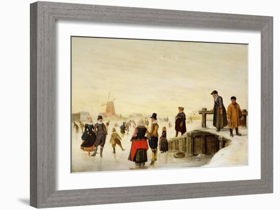 Figures Skating in a Dutch Landscape, C.1625-Hendrik Avercamp-Framed Giclee Print