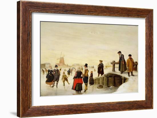 Figures Skating in a Dutch Landscape, C.1625-Hendrik Avercamp-Framed Giclee Print