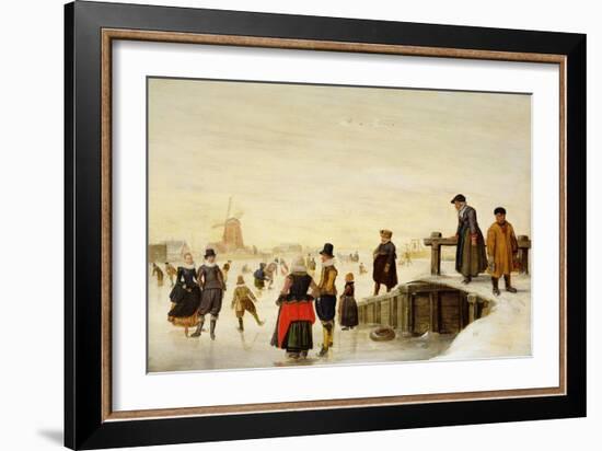 Figures Skating in a Dutch Landscape, C.1625-Hendrik Avercamp-Framed Giclee Print