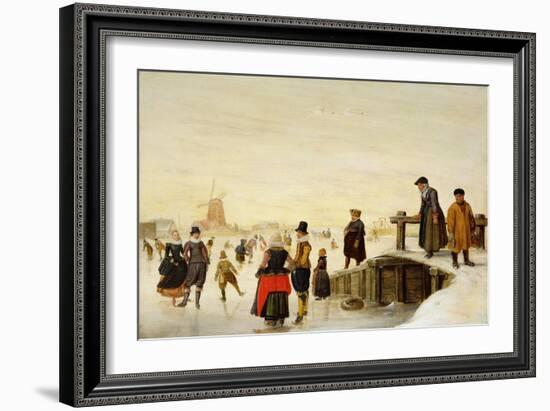 Figures Skating in a Dutch Landscape, C.1625-Hendrik Avercamp-Framed Giclee Print