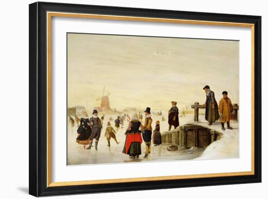 Figures Skating in a Dutch Landscape, C.1625-Hendrik Avercamp-Framed Giclee Print