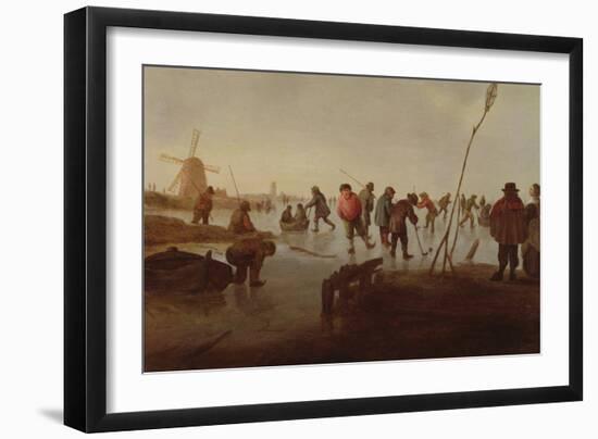 Figures Skating on Frozen Waterway, 17Th Century-Barent Avercamp-Framed Giclee Print