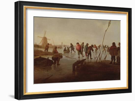 Figures Skating on Frozen Waterway, 17Th Century-Barent Avercamp-Framed Giclee Print