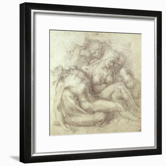 Figures Study for the Lamentation Over the Dead Christ, 1530-Michelangelo Buonarroti-Framed Giclee Print