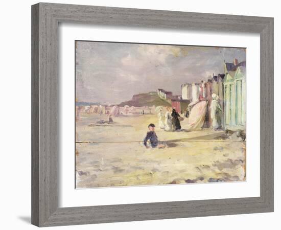 Figures Walking Beside a Line of Beach Huts-Philip Wilson Steer-Framed Giclee Print