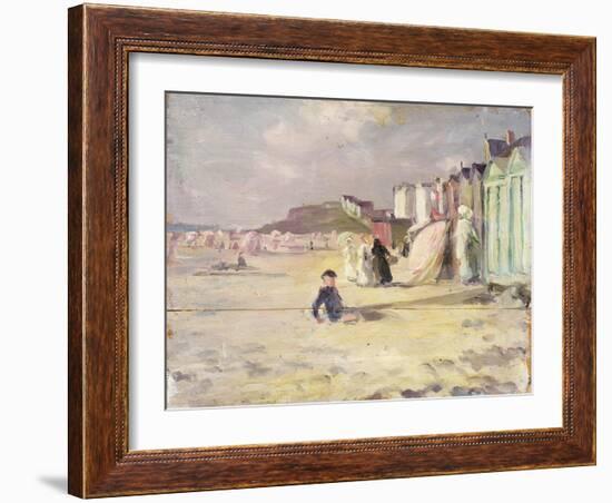 Figures Walking Beside a Line of Beach Huts-Philip Wilson Steer-Framed Giclee Print