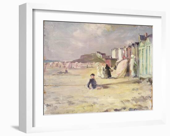 Figures Walking Beside a Line of Beach Huts-Philip Wilson Steer-Framed Giclee Print