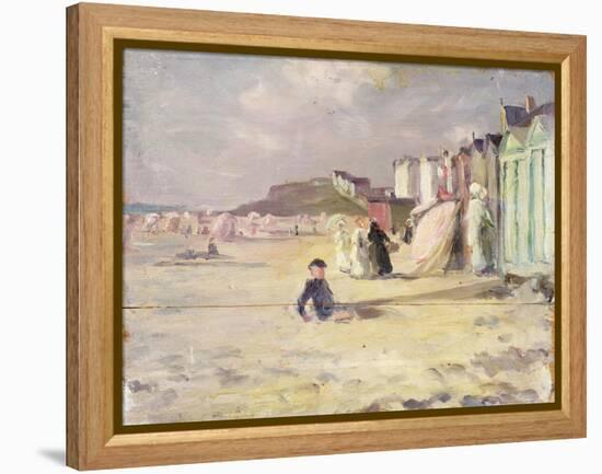 Figures Walking Beside a Line of Beach Huts-Philip Wilson Steer-Framed Premier Image Canvas