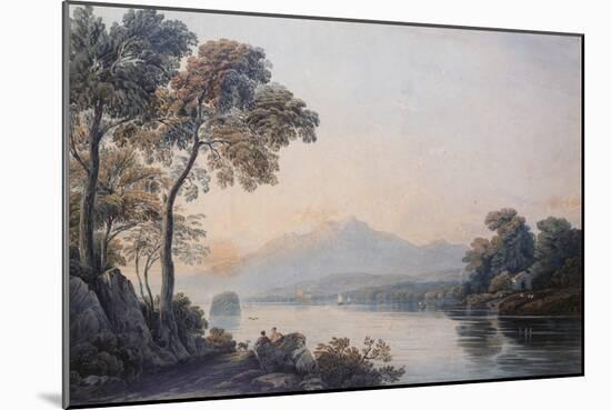Figures with a Dog on the Banks of Lake Killarney watercolor-John Varley-Mounted Giclee Print