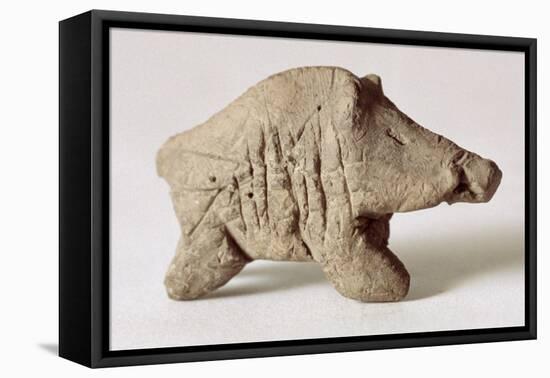 Figurine of a Small Boar, from Tappeh Sarab, Iran, circa 6th Millennium BC-Prehistoric-Framed Premier Image Canvas