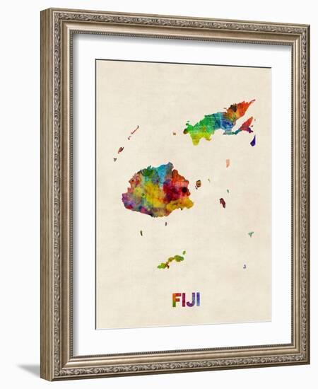 Fiji Watercolor Map-Michael Tompsett-Framed Art Print