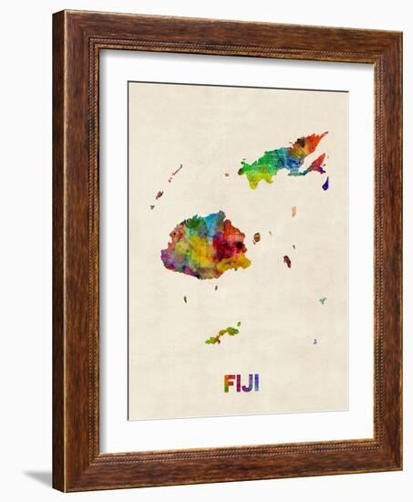 Fiji Watercolor Map-Michael Tompsett-Framed Art Print