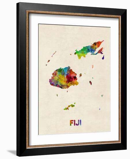 Fiji Watercolor Map-Michael Tompsett-Framed Art Print