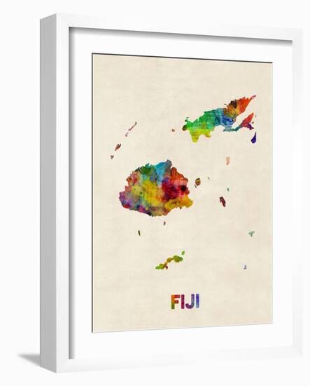 Fiji Watercolor Map-Michael Tompsett-Framed Art Print