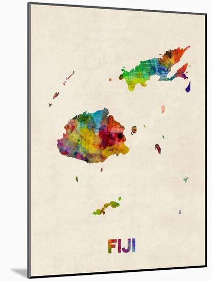 Fiji Watercolor Map-Michael Tompsett-Mounted Art Print