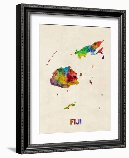 Fiji Watercolor Map-Michael Tompsett-Framed Art Print