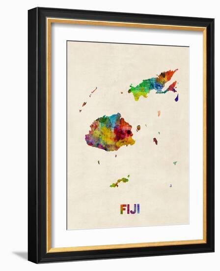 Fiji Watercolor Map-Michael Tompsett-Framed Art Print