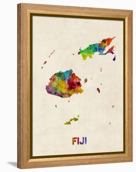 Fiji Watercolor Map-Michael Tompsett-Framed Stretched Canvas