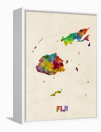 Fiji Watercolor Map-Michael Tompsett-Framed Stretched Canvas