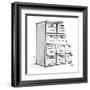 Filing cabinets labeled, "Our Facts" "Their Facts" "Neutral Facts" "Disput? - New Yorker Cartoon-Dana Fradon-Framed Premium Giclee Print