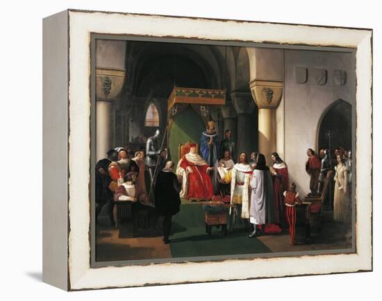 Filippo Maria Visconti, Duke of Milan Returns Crown to Kings of Aragona and of Navarra-Francesco Hayez-Framed Premier Image Canvas