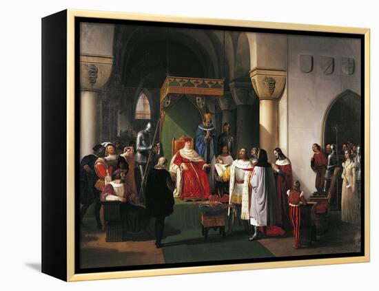 Filippo Maria Visconti, Duke of Milan Returns Crown to Kings of Aragona and of Navarra-Francesco Hayez-Framed Premier Image Canvas