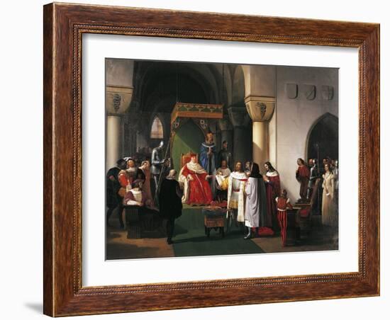 Filippo Maria Visconti, Duke of Milan Returns Crown to Kings of Aragona and of Navarra-Francesco Hayez-Framed Giclee Print