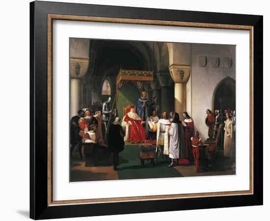 Filippo Maria Visconti, Duke of Milan Returns Crown to Kings of Aragona and of Navarra-Francesco Hayez-Framed Giclee Print