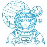 Girl in a Spacesuit for T-Shirt Design or Print. Woman Astronaut. Cosmic Beauty. Martian, Alien Out-filkusto-Framed Premium Giclee Print