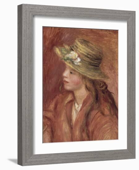 Fillette au chapeau de paille-Pierre-Auguste Renoir-Framed Giclee Print