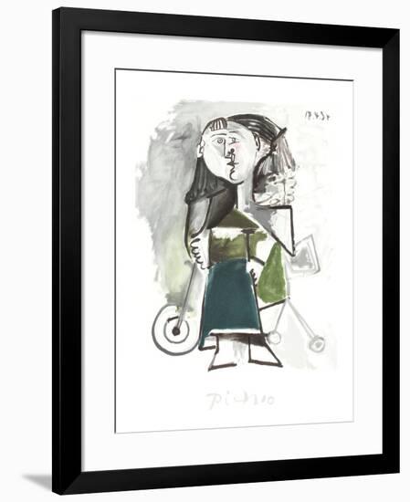 Fillette au Tricycle-Pablo Picasso-Framed Collectable Print