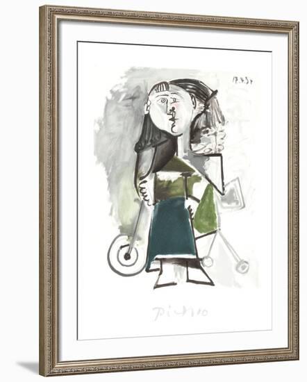 Fillette au Tricycle-Pablo Picasso-Framed Collectable Print