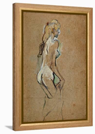 Fillette nue-Nude girl, 1893 Oil on cardboard, 59,4 x 40 cm.-Henri de Toulouse-Lautrec-Framed Premier Image Canvas