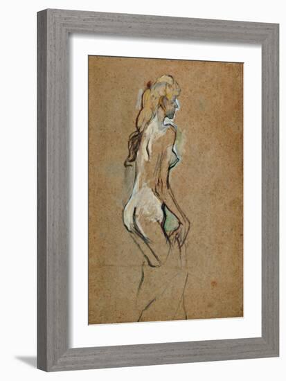 Fillette nue-Nude girl, 1893 Oil on cardboard, 59,4 x 40 cm.-Henri de Toulouse-Lautrec-Framed Giclee Print