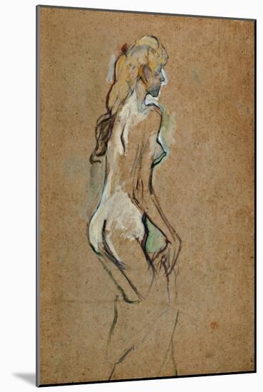 Fillette nue-Nude girl, 1893 Oil on cardboard, 59,4 x 40 cm.-Henri de Toulouse-Lautrec-Mounted Giclee Print