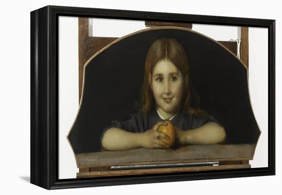 Fillette tenant à la main une orange-Jean Jacques Henner-Framed Premier Image Canvas