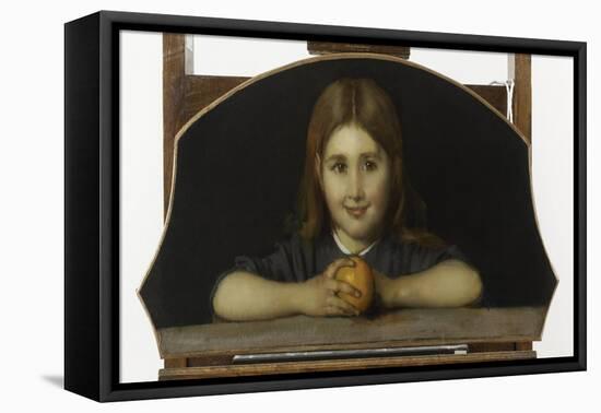 Fillette tenant à la main une orange-Jean Jacques Henner-Framed Premier Image Canvas