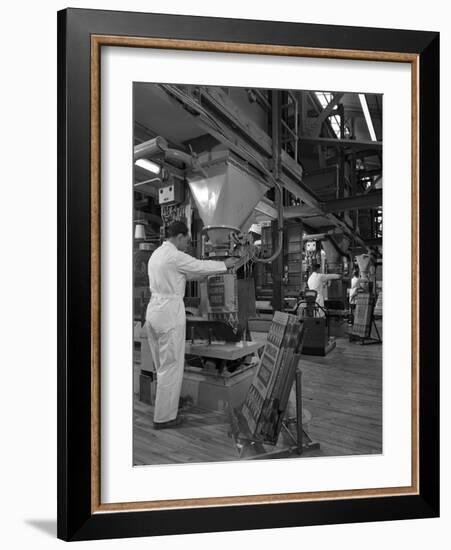 Filling Bags of Animal Feed, Spillers Animal Foods, Gainsborough, Lincolnshire, 1963-Michael Walters-Framed Photographic Print