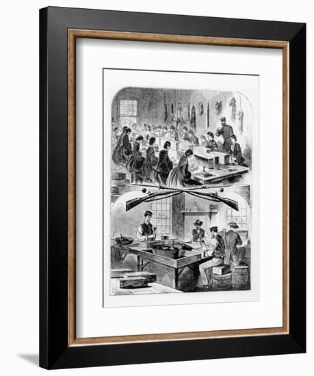 Filling Cartridges at the Arsenal at Watertown, Massachusetts, 1860S-Winslow Homer-Framed Giclee Print